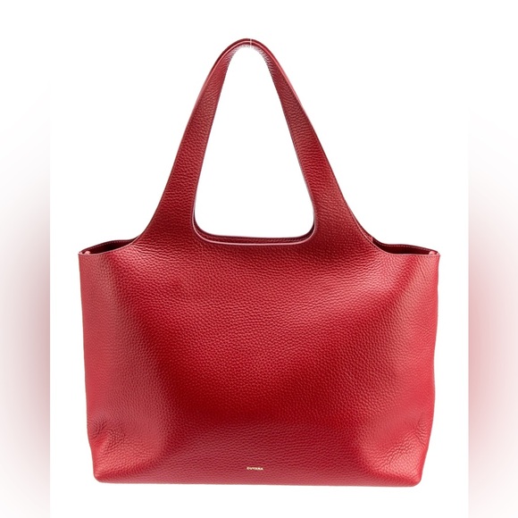 Cuyana Handbags - Cuyana Classic Structured Tote Large Red Pebbled Leather Minimalist Bag